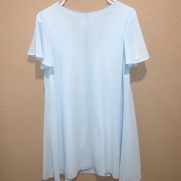 Riff Raff Flutter Sleeve V-neckline Dress Blue - Picture 7 of 7